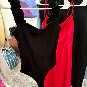 Blue Rain Black Textured Bodysuit